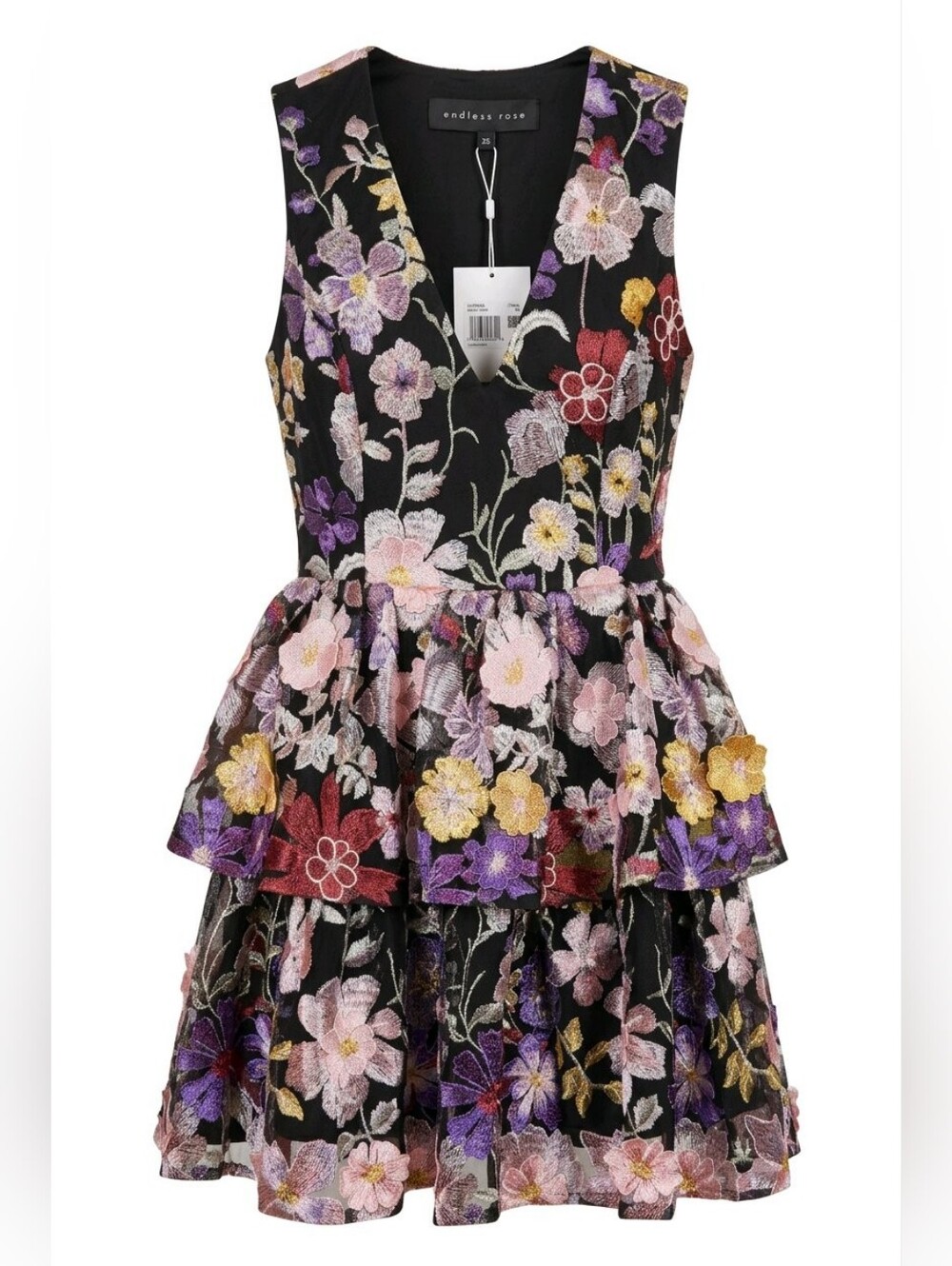 Endless Rose Black Floral Peplum Mini Dress Size XS NWT MSRP $200 #1153